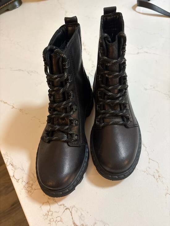 Sorel Shoes - Sorel Lennox Waterproof Black Leather Lace-Up Combat Boots Women's Size 5.5 NWOT